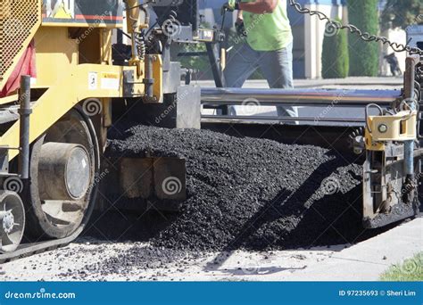 Paving machine stock image. Image of construction, paving - 97235693