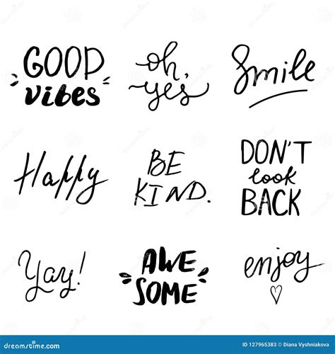 Set of Hand Lettered Inspirational Andd Motivational Quotes. Stock ...