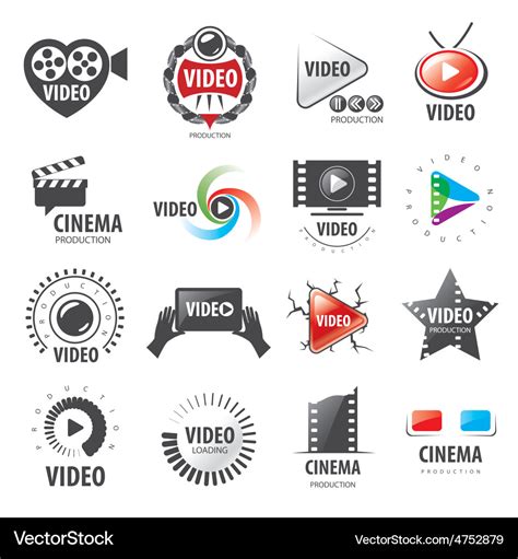 Biggest collection of logos for video production Vector Image