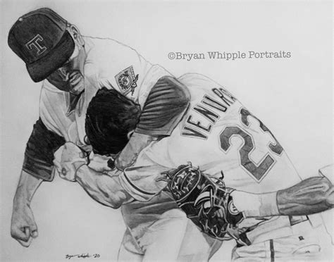 Nolan Ryan Robin Ventura Fist Fight Baseball Limited Edition Hand Signed/numbered Art Sketch ...