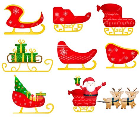 Premium Vector | Santa sleigh collection