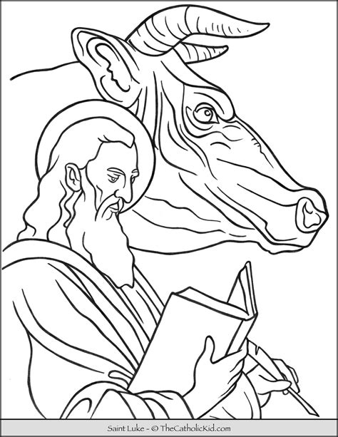 Saint Luke Bull Ox Coloring Page - TheCatholicKid.com