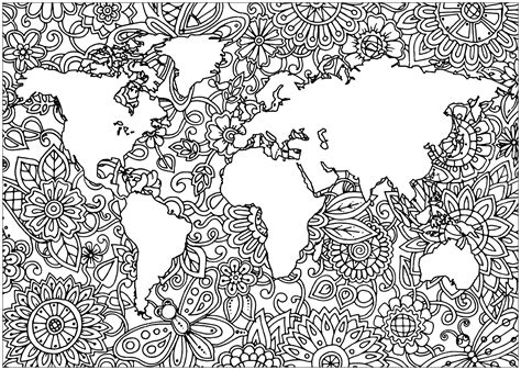 Planet with Flowers - Anti stress Adult Coloring Pages