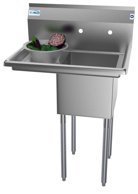 1 Compartment 29" Stainless Steel Commercial Kitchen Prep & Utility Sink with 2 Drainboards ...