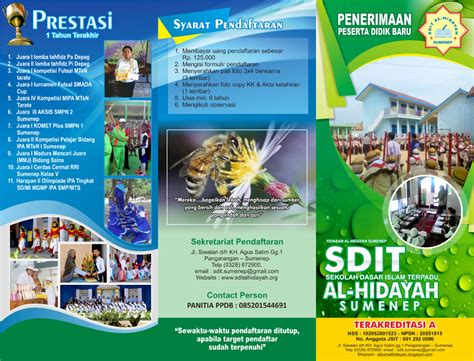 Brosur Penerimaan Siswa Baru SDIT Al-Hidayah Sumenep Tahun 2016