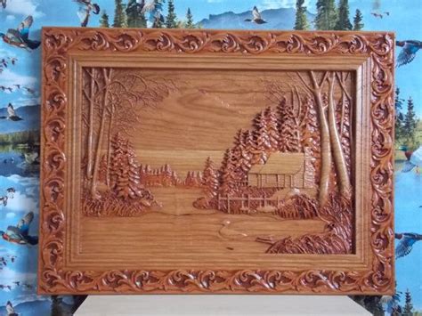 Cabin Wall Decor Log Cabin Wood Carving by TheWoodGrainGallery | Cabin wall decor, Log cabin ...