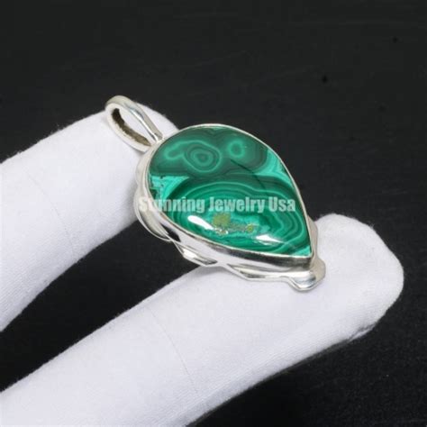 Malachite Pendant Natural Malachite Gemstone Handmade 925 Sterling ...