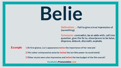 How to Pronounce BELIE l Definition and Synonyms of BELIE by ...