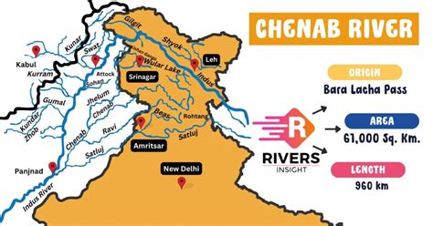 Chenab River Detailed Map: Origin and Length