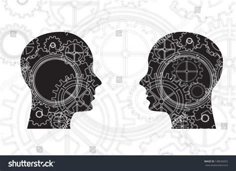 Faces Gears Over White Background Vector Stock Vector (Royalty Free ...