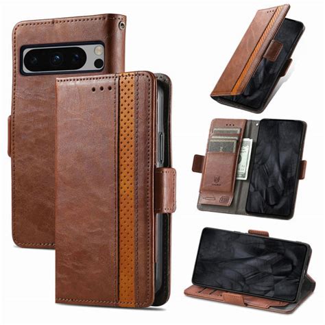 CaseNeo Google Pixel 8 Pro Premium Soft PU Leather Flip Wallet Case with 3 Card Slots Brown