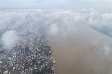 Aerial View of Varanasi City with Ganges River, Ghats, the Houses in ...