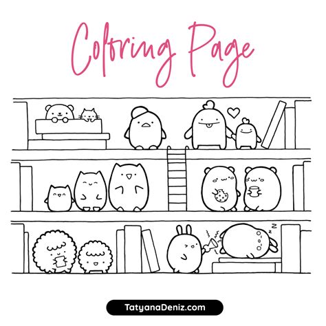 Free coloring page featuring kawaii animals in different poses