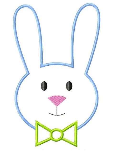 Easter rabbit outline - Boy Bunny Face Machine Embroidery Applique | Bunny face, Machine ...