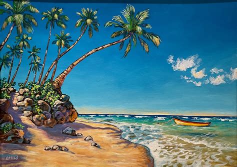 Fishing Day (Maui Hawaii Beach) - Original Acrylic Painting - Maui Hands