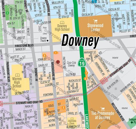 Downey Map - Los Angeles County, CA – Otto Maps