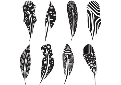 Feather Vector Shapes In Black And White 83136 Vector Art at Vecteezy