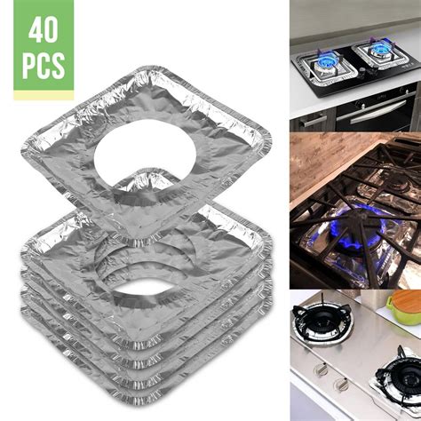 Gas Stove Burner Covers (40 Pack) – Disposable Aluminum Foil Gas Stove Protectors Drip Pans - 8 ...