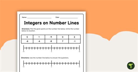 Integers on Number Lines - Worksheet | Teach Starter