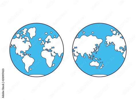 World map, western and eastern globe hemisphere. Stock Vector | Adobe Stock