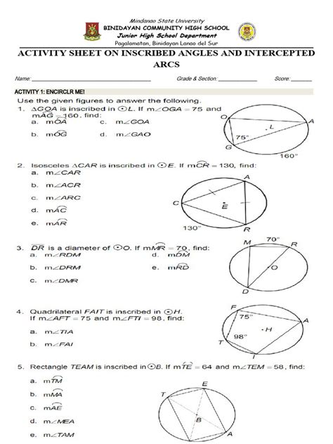 Activity Sheet On Arc | PDF