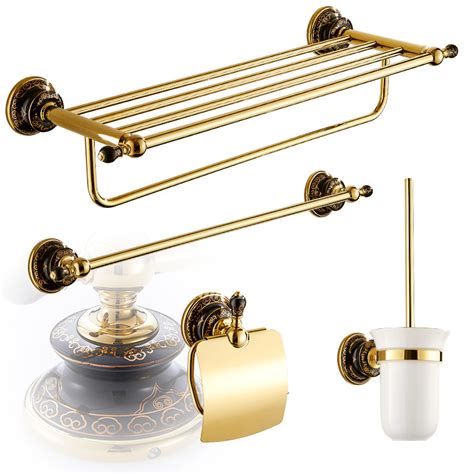 Luxury Bathroom Accessories Black Ceramic Gold Brass Modern Unique