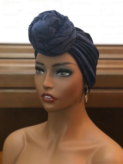 Pre-tied Turban Head-wrap With Bun Knotted Open Crown Stretchy Wide ...