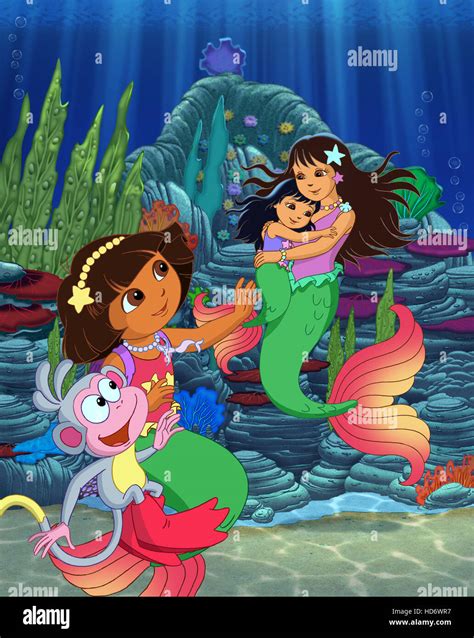 DORA'S RESCUE IN MERMAID KINGDOM, (from left): Boots, Dora the Explorer, Maribel, Maribel's Mami ...