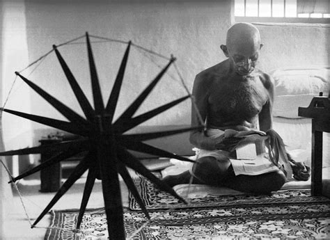 Gandhiji With His Charkha