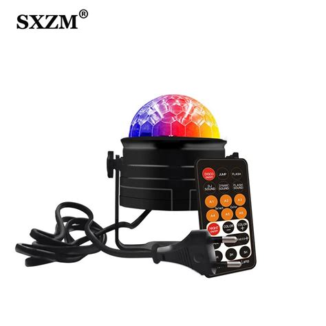 LED 9W Sound Activated Rotating Disco Ball Stage Light RGB Party Effect ...