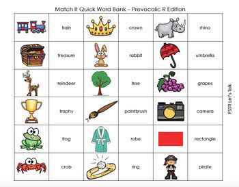 Prevocalic /r/ and /r/ Blends Match It Quick Game | TpT