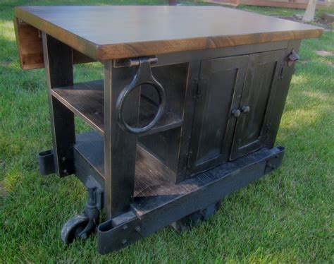 Industrial Style Warehouse Cart Island for smaller KItchens