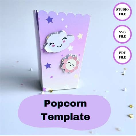 Popcorn Box Template, Snack Box SVG, Cricut Cut File, Silhouette Cut ...