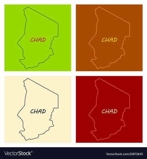 Detailed of a map chad with flag eps10 Royalty Free Vector