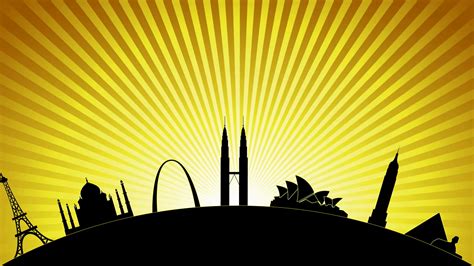 A Silhouette Of Of World's Famous Landmarks Stock Motion Graphics SBV ...