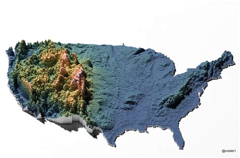 Us Topographic Map With Elevations - United States Map