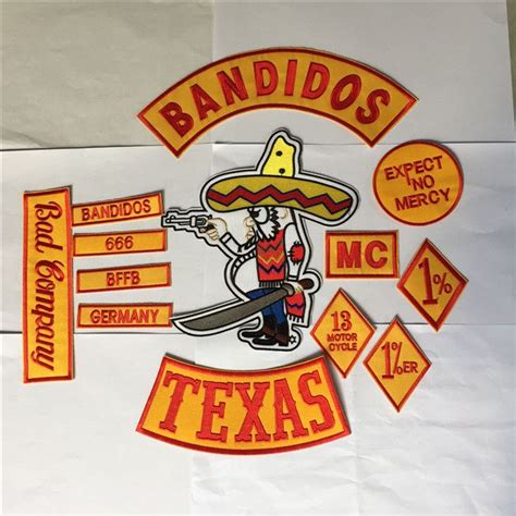 BANDIDOS MC Embroidered Patches Jacket Iron On Patches Set Button ...