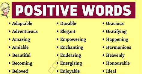 1000+ Positive Words from A-Z | Nice, Kind Words That Are Positive • 7ESL