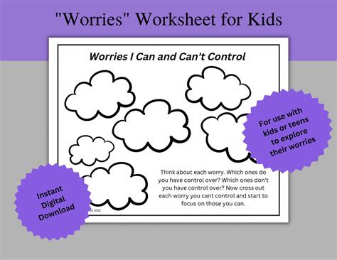 My Worries Worksheet Emotions Worksheet Printable Kids and Teens Worksheet Counseling Printable ...