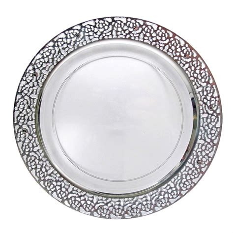 40 Elegant Plastic Disposable 7.25" Salad Plates Silver Clear Wedding Party | eBay