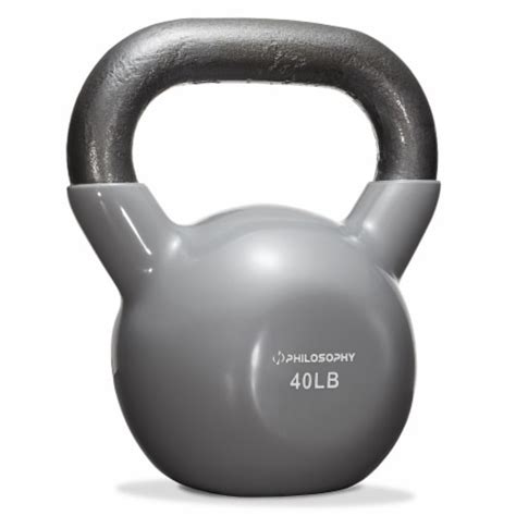 40 lb Vinyl Coated Cast Iron Kettlebell, 40 Pound Weight, 40 lbs - Gray - Dillons Food Stores