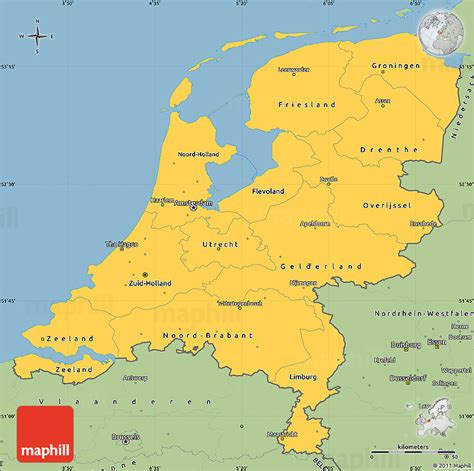 Savanna Style Simple Map of Netherlands