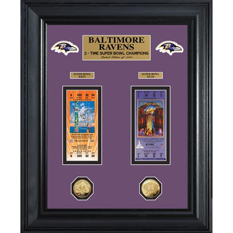 Baltimore Ravens Super Bowl Ticket and Game Coin Collection Framed ...