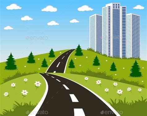 Road to a City | Illustration, City road