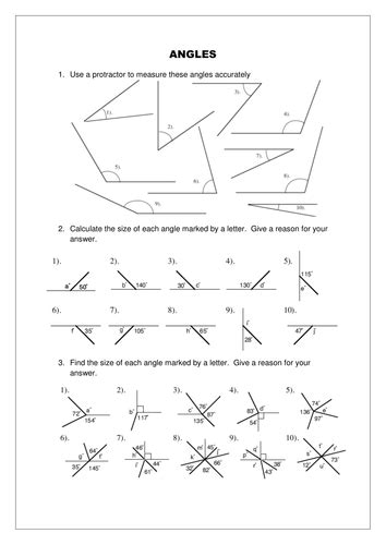 Angles, angles, angles! worksheet by CALeech - Teaching Resources - Tes