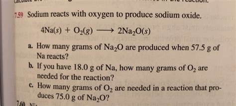 Solved dicutate .59 Sodium reacts with oxygen to produce | Chegg.com