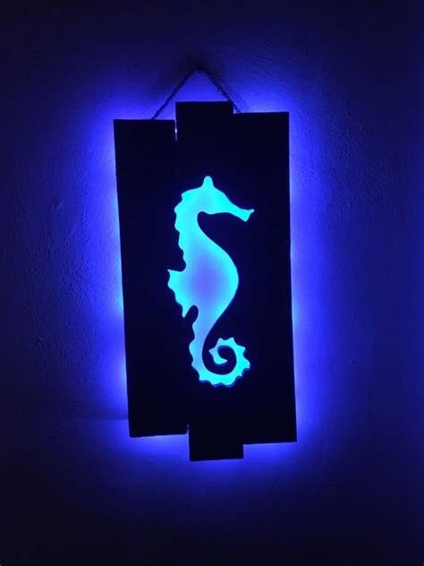 Seahorse Cutout Wall Art Repurposed Pallets & LED Lit | Etsy Sea Turtle ...