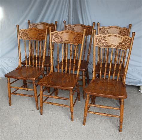 Bargain John's Antiques | Antique Set of Six Oak Pressback Chairs ...