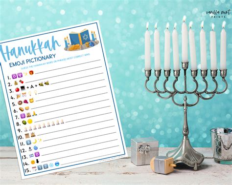 Hanukkah Emoji Pictionary Party Games Chanukah Celebration | Etsy