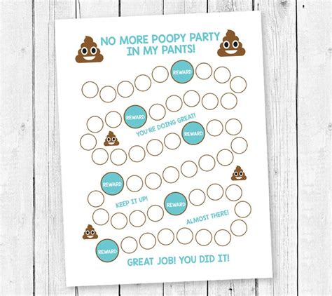 Poo Potty Chart Printable Potty Chart for Kids Incentive - Etsy